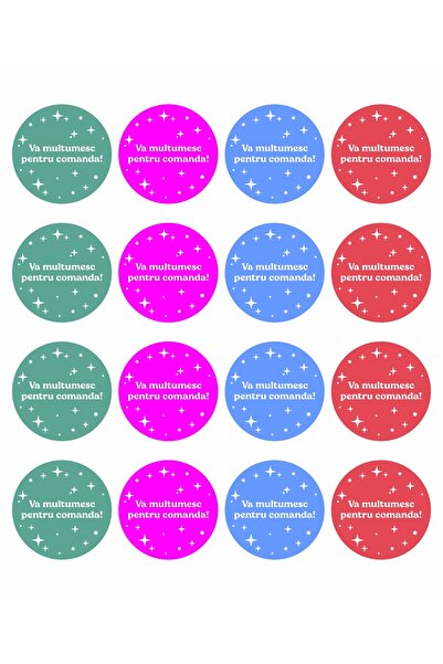 OEM Set 32 stickere de interior printate pe hartie, "Va multumesc pentru comanda", diametru 4.5 cm