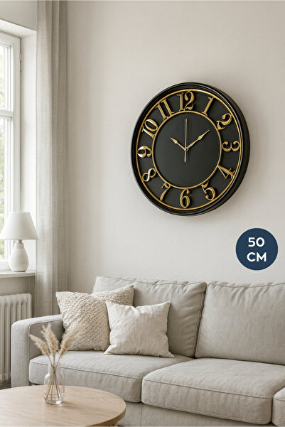 HOMİNG 50 cm Siyah Gold Duvar Saati 242309