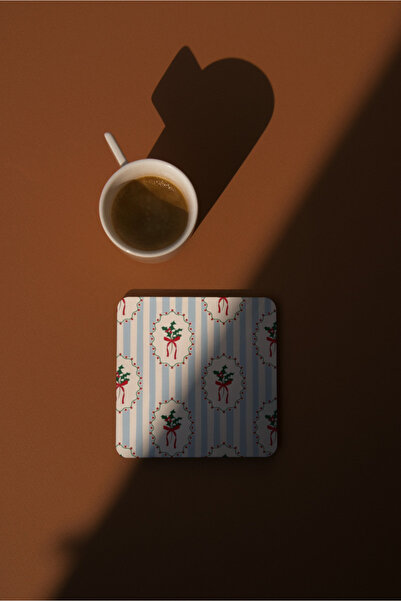 EYBaskı Tasarım Christmas-Themed Printed Mug with Coaster as a Gift