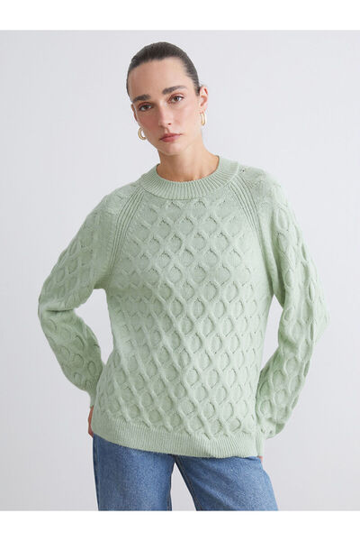 LC Waikiki Özmarka New Season Crew Neck Self-Patterned Women's Knitwear Sweater