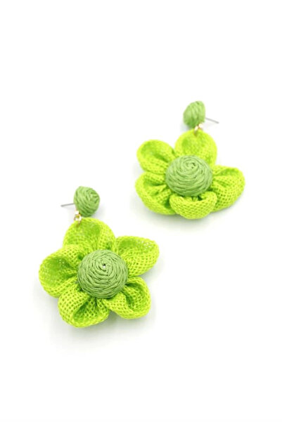 Litae Daisy Straw Earrings - Green