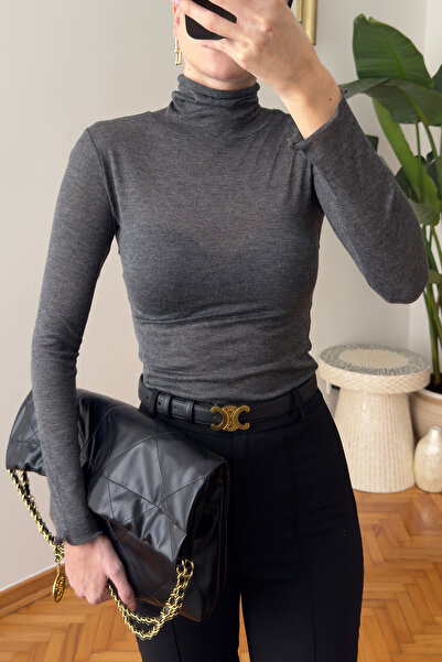 MAGARDE Endless Fabric Turtleneck Blouse - Anthracite