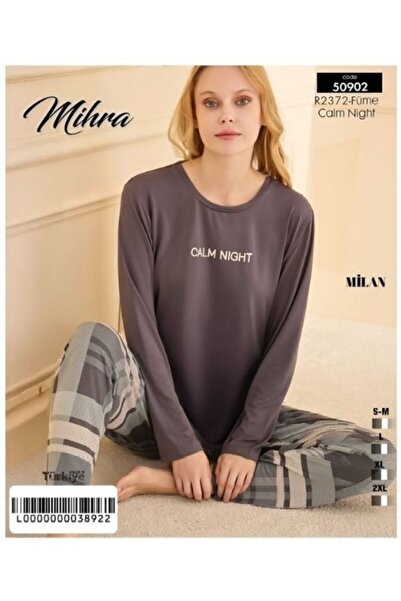 Mihra 380-09-25 Milan Fabric Crew Neck Long Sleeve Women's Pajama Set