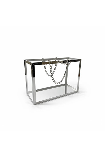 Pingolo Gelin Damat Bohçası Hediyelik Pileksi Şeffaf Çanta Gümüş Süslemeli