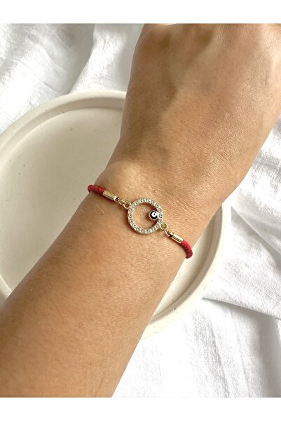 NevoAccessory سوار نسائي مرصع بالخرز على شكل عين الحسد قابل للتعديل
