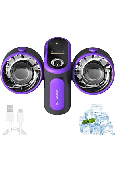 Generic VorsiPro Portable Waist Fan, Air Conditioner 3 Speed Outdoor Dual Head Waist Fan, Turbo USB Fan with