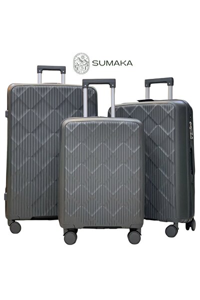 SUMAKA Luggage Travel Set Suitcase Trolley Bag - Set of 3 pcs (20+24+28 inches), Spinner Wheels Silicone