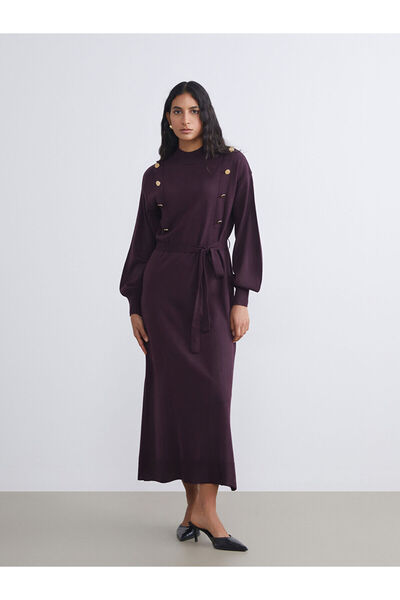 LC Waikiki Πλεκτό φόρεμα με γιακά και ζώνη