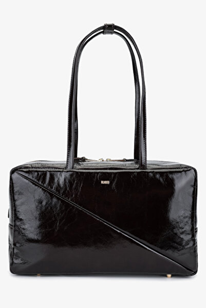 Valmenti حقيبة كتف نسائية من الجلد الطبيعي باللون العنابي