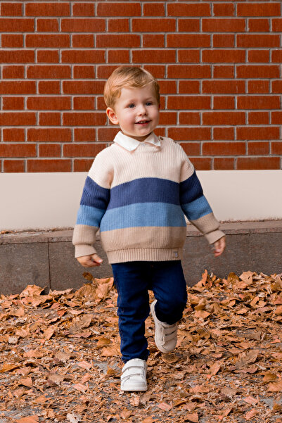 Miny Center Çizgili Triko Erkek Bebek Kazak