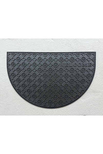 TB HOME Welcome Yazlı Kapı Önü Paspası SİYAH Yarım Ay Modeli TB988524