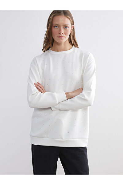 LC Waikiki Ecru Crew Neck Stone Women's Sweatshirt