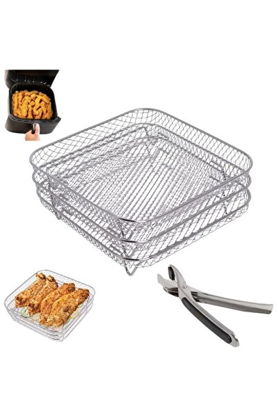 Generic رف مقلاة هوائية من Gekufa متوافق مع مقلاة هوائية COSORI سعة 5.5 لتر، رف مقلاة هوائية مربع مقاس 8 بوصات مصنوع من الفولاذ المقاوم للصدأ 304