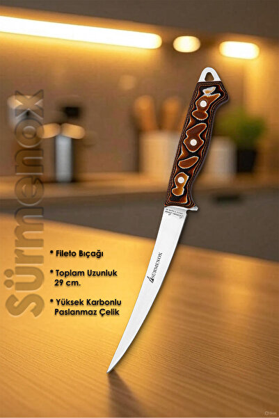 SÜRMENOX Sürmene Serisi Mutfak Fileto Bıçak Et Balık Tavuk Fileto Bıçağı Kahv...