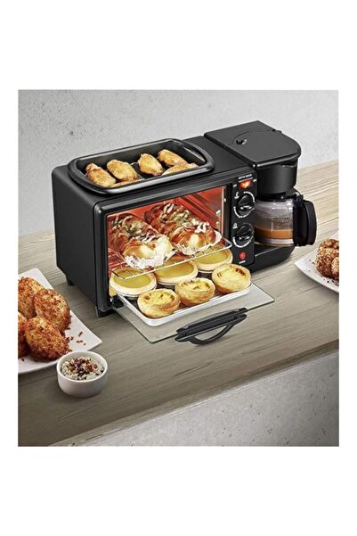 Generic شووكا® فرن كهربائي 3 في 1، آلة صنع الإفطار متعددة الوظائف، غير لاصقة