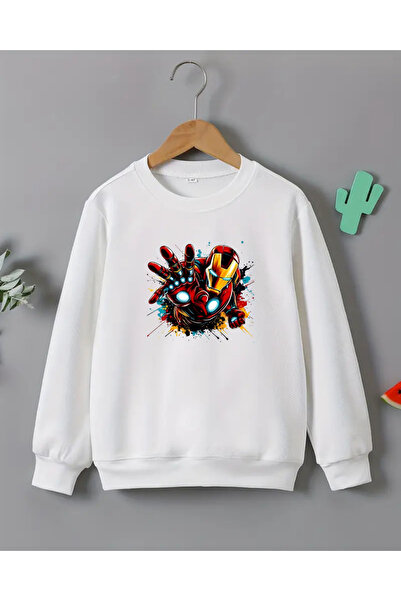 haha Erkek Çocukları için Demir Adam Baskılı Uzun Kollu T-shirt