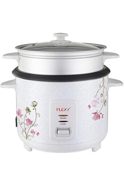 Generic طباخ أرز كهربائي FLEXY® سعة ١.٨ لتر مع قدر بخار | ٧٠٠ واط | وعاء داخل...