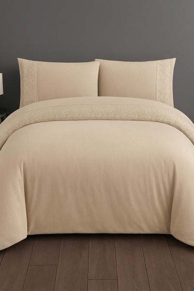 NAKSA Set de lenjerie de pat dublu cu dantelă Milano (4 bucăți)