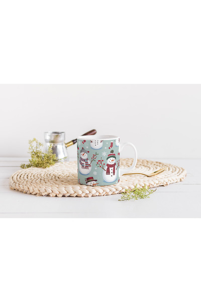 EYBaskı Tasarım Christmas-Themed Printed Mug with Coaster as a Gift