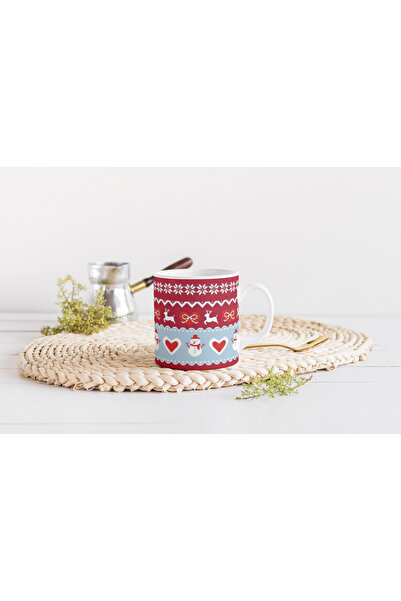 EYBaskı Tasarım Christmas-Themed Printed Mug with Coaster as a Gift