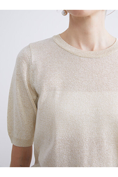 LC Waikiki LCWAIKIKI Classic Ekru Bisiklet Yaka Kadın Triko Kazak