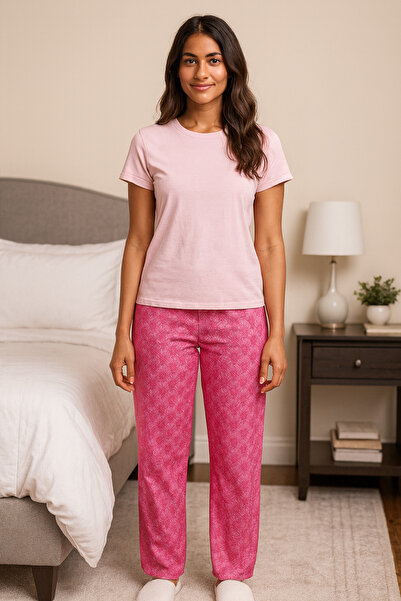 bendengiy Women's Cotton Casual Pink Pajama Bottoms
