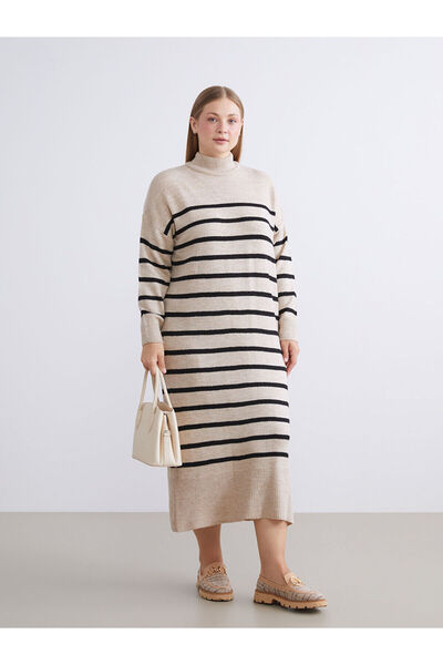 LC Waikiki Πλεκτό φόρεμα με ριγέ γιακά