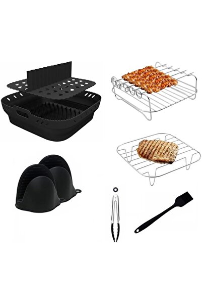 Generic 8 Pieces Air Fryer Accessories Silicone Air Fryer Liner Air Fryer Rack Oven Multi-purpose Air Fryer