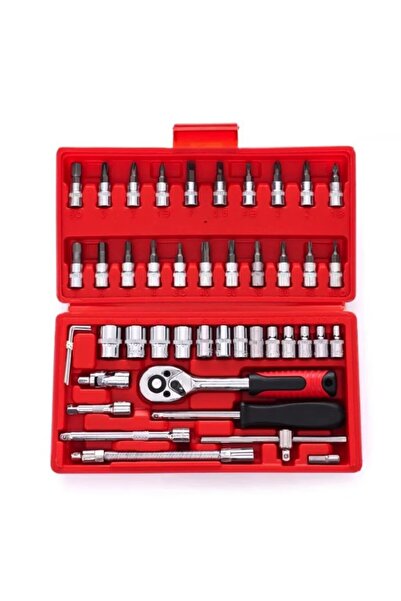 Flippy Socket Wrench Set 46 Pieces, Flippy, Car Repair Tool Kit, 23 x 12 x 4 cm, 1.9 kg, Red Box