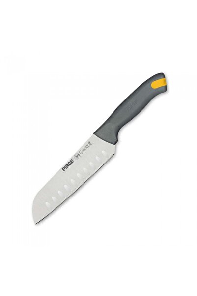 PİRGE Professional Santoku knife GASTRO, 17cm stainless steel blade with grooves, gray handle