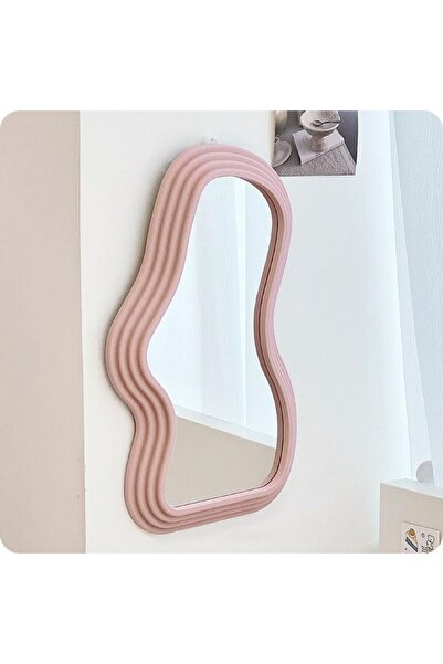 Flippy Decorative Wall Mirror, Minimalist Asymmetric Shape, 40.3x26 cm, Pink