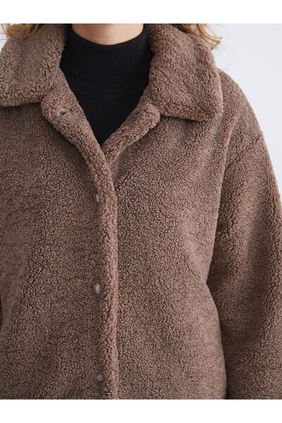 LC Waikiki Peak New Season Shirt Collar Oversize Women's Plush Coat