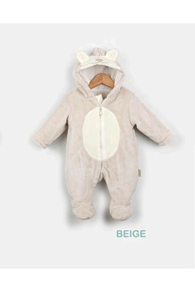 Babydola Welsoft Cute Bear Hat Footed Zippered Winter Jumpsuit