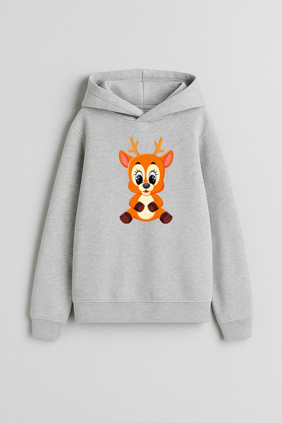 MODA Hanorac cu glugă gri pentru băieți și fete Cute Fox cu imprimeu cu glugă...