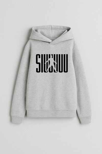 MODA Hanorac gri pentru băiat Ronaldo cu imprimeu cu glugă Swea tricou