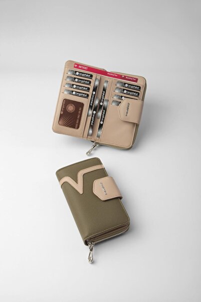 CENGİZ PAKEL Medium Size Women's Wallet – 65295L - Khaki/Beige