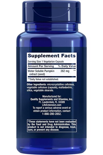Life Extension Water-Soluble Pumpkin Seed Extract, 60 Vegetarian Capsules