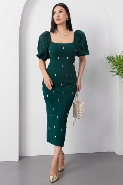 PULLIMM Rochie cu mâneci balon cu guler pătrat GRS3622