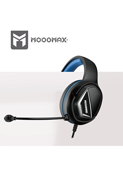 MOOGMAX Wired gaming headset. Stereo headphones for Sony or PC. 3D surround gaming headset. Blue.
