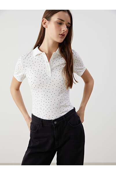 LC Waikiki Özmarka New Season Polo Neck Patterned Women's T-Shirt