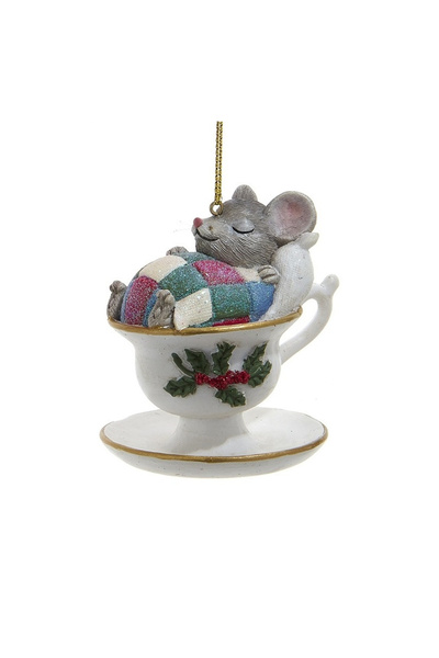 BraziPremium By OLLMA Ornament de brad de Crăciun Șoricel somnoros într-o cup...