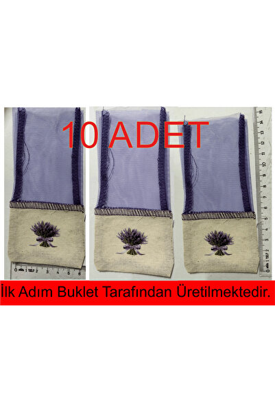 ilkadimbuklet 10 قطع من أكياس اللافندر المطبوعة من القماش الخام مع حبل، تُعلّ...
