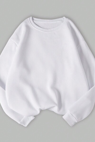 MODAGEN Unisex 3'lü Kahve Beyaz Siyah Bisiklet Yaka Oversize Sweatshirt