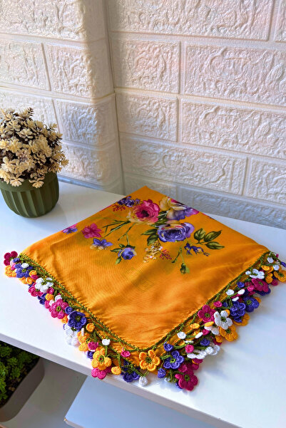 Cenk هدية وشاح مطرز يدويًا بنقش البرسيم على قماش التول