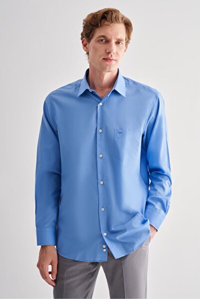 İmza Cămașă din bumbac cu mânecă lungă și guler dur Saks, ușor de călcat, confortabilă, 1004255182