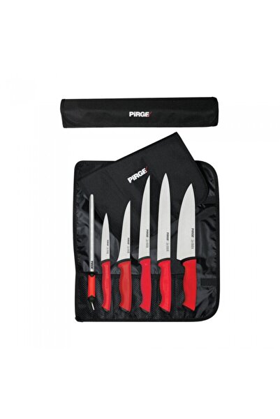 PİRGE 7-piece set, 5 professional knives, knife sharpener and DUO case