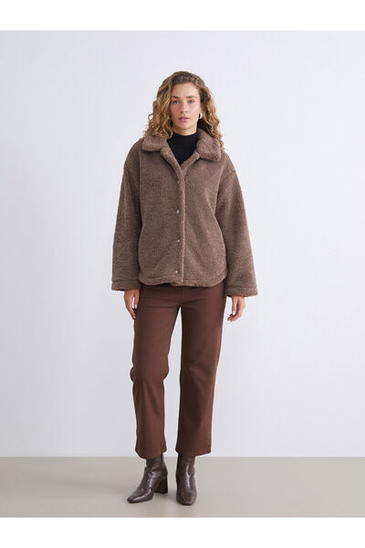 LC Waikiki Peak New Season Shirt Collar Oversize Women's Plush Coat