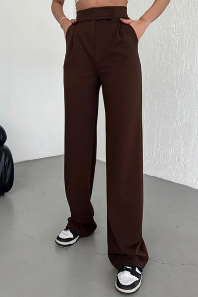 adba style Kadın Likralı Örme Cırt Kapama Palazzo Pantolon 4032