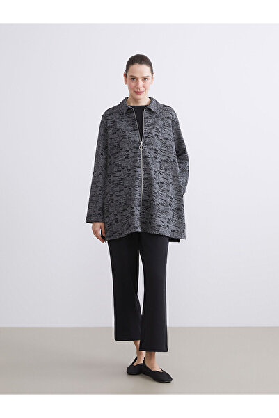 LC Waikiki Cardigan pentru femei LCW GraceAntracit cu guler polo cu model