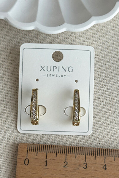 Modacaprea Xuping 14K Su yolu U Taşlı Kadın Küpe Kararmaz Kadın Takı Xuping Küpe